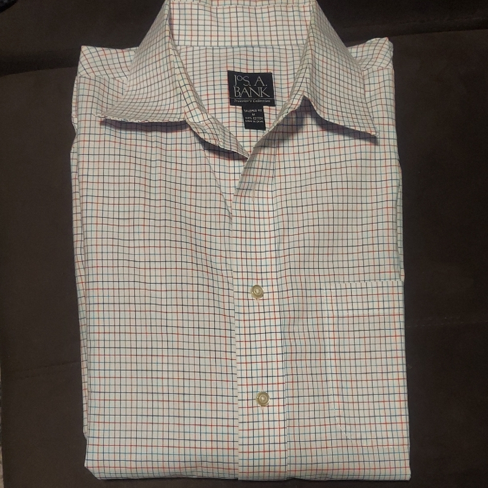 Jos. A. Bank Men's Red and Blue Checkered Dress Shirt